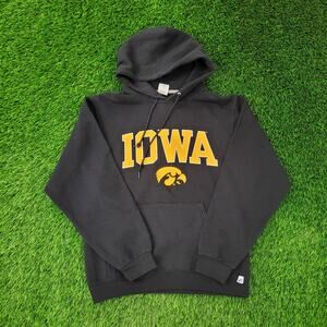 Vintage Y2K University-of Iowa Hoodie Small 19x24 Black Baggy